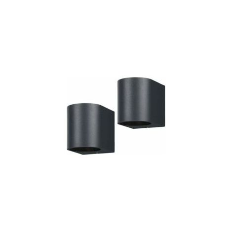 Apliques de pared para exteriores, juego de 2, gris antracita, GU10, aluminio, iluminación exterior ascendente/descendente, luminaria impermeable IP44, lámpara de exterior para jardín, patio, terraza,