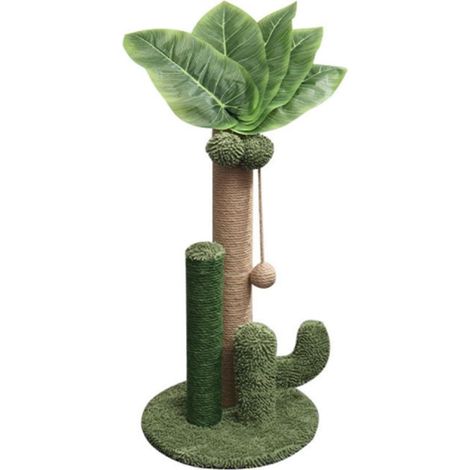 Arbre à Chat, 50cm Griffoir pour Chat avec Boules, Sisal Naturel Arbre à Grimper Multi-Niveaux et Base de Couverture en Moquette Douce (1/5)