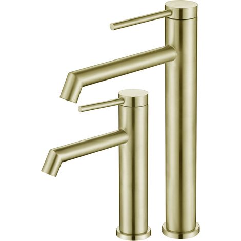 Robinet Lavabo Haut,Mitigeur Lavabo Doré Brossé,Monocommande Mitigeur Or Brossé (1/5)