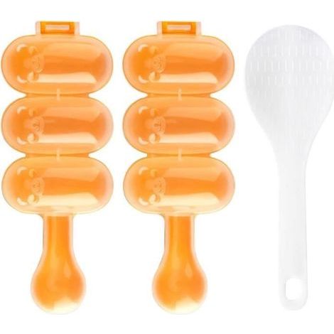 Set bestehend aus 2 Reisbällchenformen und 1 Reislöffel, Reisbällchenformmaschine, Sushi-Formenset, Zubehör