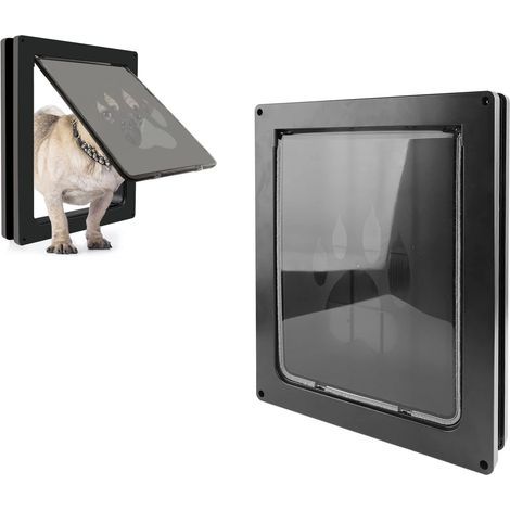 Porte pour chien robuste, épaisse et large, porte à rabat pour animaux de compagnie, solide et durable, pour mur intérieur et extérieur (noir, 26 x 7,5 x 35 cm) (1/5)
