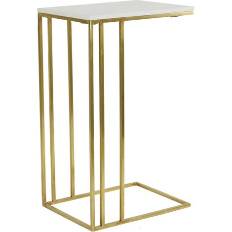 Mesa auxiliar Light & Living Roshan mármol blanco + bronce antic