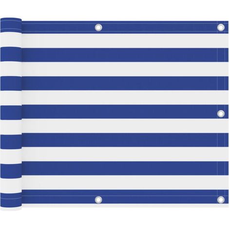 vidaXL Écran de balcon Blanc et bleu 75x600 cm Tissu Oxford