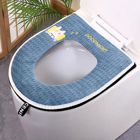 1 Pices Sige Toilette Tanche Domestique(petit Lapin Bleu), Sige De Wc Universelles Avec Fermeture Clair, Coussin De Sige De Toilette Coussin Plus (1/4)