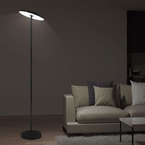 Lampada da terra dimmer Lampada da terra a LED nera Uplight dimmerabile, funzione touch, spot orientabile, 1x LED 21W 1700lm 3000K, PxH 28 x 140 cm