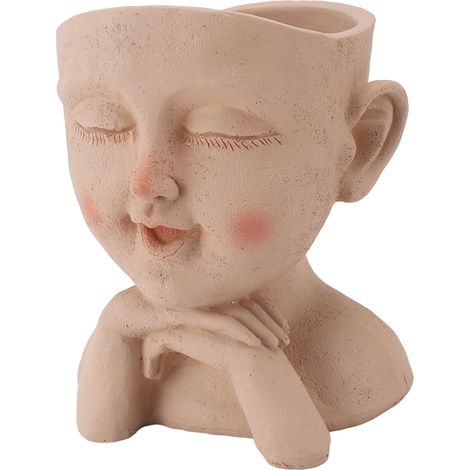 Pot de fleurs en résine peint à la main avec motif tête d'homme. Pot décoratif et amusant pour plantes succulentes, avec trou de drainage, pour intérieur et extérieur. (1/5)