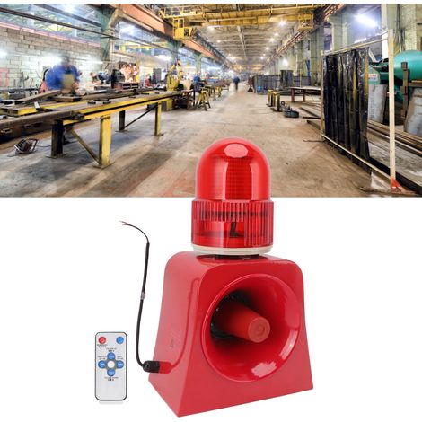Sistema de alarma industrial con sonido y luz, IP65, 12-24 V, alarma por voz, adaptable, múltiples soportes de montaje. (1/5)
