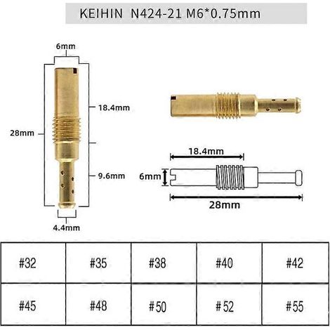 Kit de réparation pour carburateurs PWK, Keihin, OKO et CVK : gicleurs principaux, gicleurs de ralenti, trous filetés M5 de 6 mm, clips, injecteurs et buses. (1/4)