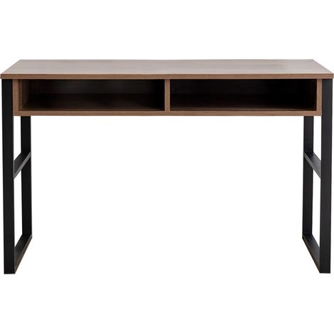 Schreibtisch Samo, 3 Böden, 2 Fächer, Ablage Braun, 120x60x75h cm in Nussbraun