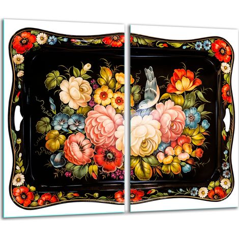 Tabla de cortar de vidrio 2x 30x52 flores (1/5)