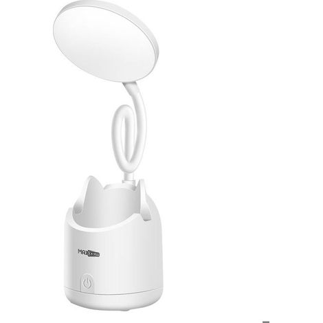 Lampe de Bureau - MAX EXCELL - Sans Fil - LED - Blanc - Support Téléphone et Pot à Crayons