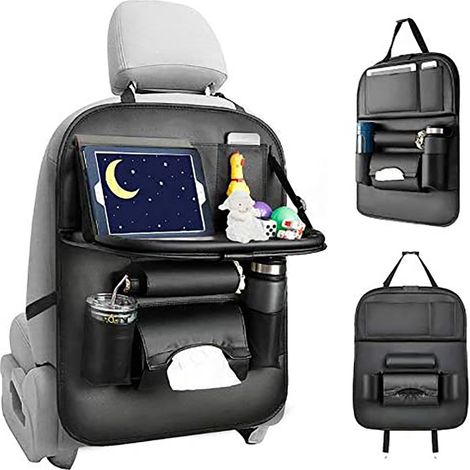 Organisateur de siège arrière voiture, protection dossier auto avec rangement pour tablette et téléphone, sac de rangement multifonctionnel étanche à nombreux compartiments (1 pièce) (1/5)