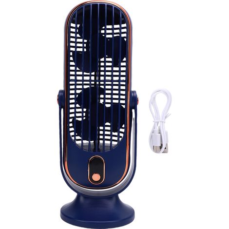 Ortviai Ventilateur de bureau sur pied avec moteur sans balais, 5 vitesses, batterie intégrée rechargeable USB-C, couleur bleue (1/5)