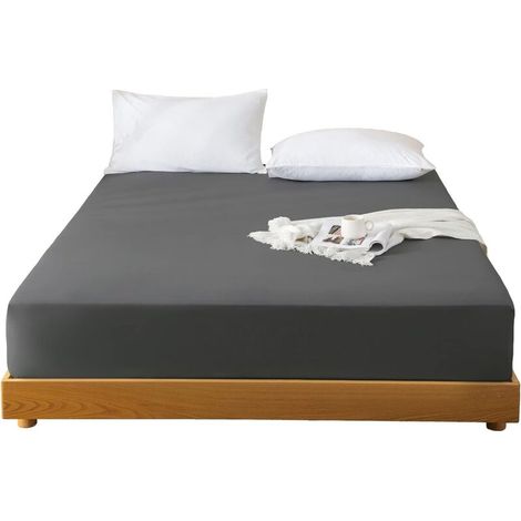 Drap-housse de protection antidérapant pour matelas, coloris gris foncé, 180 × 200 cm, respirant et anti-poussière (1/5)