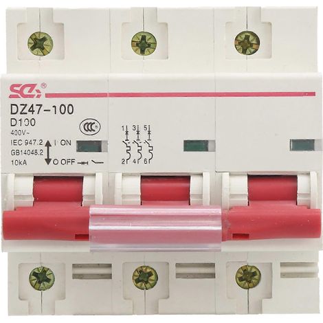 Leitungsschutzschalter Typ D für Haushalte, Luftschutzschalter DZ47100, 3-polig, 80–100 A, 400 V