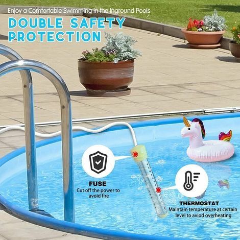 Tragbarer elektrischer Poolheizer mit Edelstahlschutz für eingelassene Pools, gelb, einteilig (1/5)