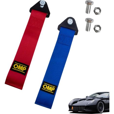 Cinghia di traino universale in 2 pezzi, per paraurti anteriori e posteriori di veicoli, anello di traino, barra per auto, corda in nylon ad alta resistenza (1/5)