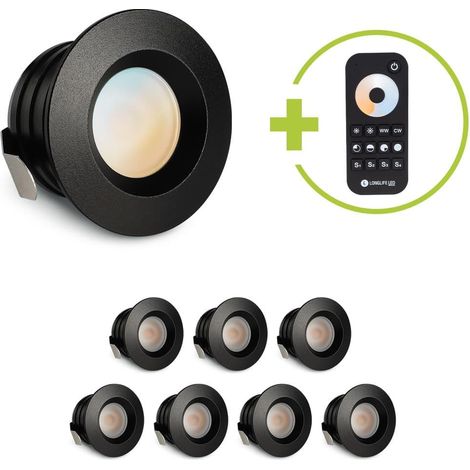 Einbaustrahler Mini flach Torino 3W CCT IP44 - Farbe: schwarz matt - Anzahl: 8x