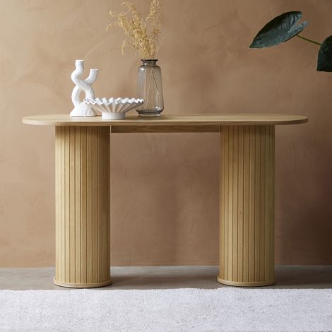 Console ovale 130x40x75 chêne naturel - SKYRA (1/5)