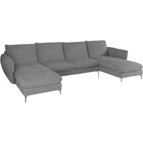 Canapé D'angle Panoramique Luni Pieds Chrome Gris Clair
