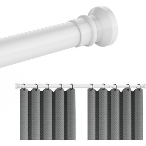 Tringle à rideau de douche réglable en acier au carbone – Pinces sans perçage, porte-vêtements, forte capacité de charge pour tringles à rideaux et séchoirs à linge, blanc, (25φ) 104-190 cm) (1/5)