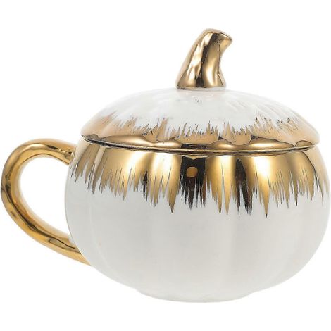 Mug en céramique en forme de citrouille, 320 ml, multifonctionnel, idéal pour le bureau, la maison, le thé, le lait et les jus. (1/5)