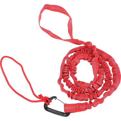 Corde de remorquage pour vélo, en nylon élastique haute résistance, portable, pour VTT et autres activités de plein air (rouge). (1/5)