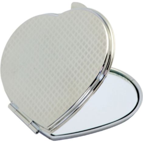 1 Miroir compact, métal chromé, forme cœur, reflet précis, pour sac ou poche, idée cadeau (1/5)