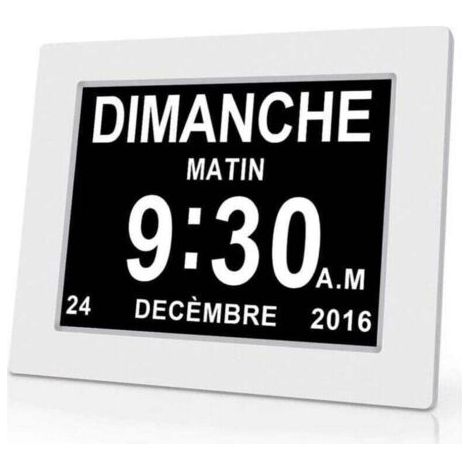 Orologio digitale da 7 pollici One Piece con calendario, data e ora, orologio per l'Alzheimer per genitori, promemoria per le medicine per nonni e bambini - Bianco - 20414324mm (1/4)