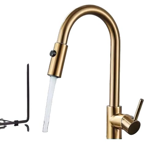 Grifo de cocina de baja presión de agua, de acero inoxidable, giratorio 360 grados. (1/2)