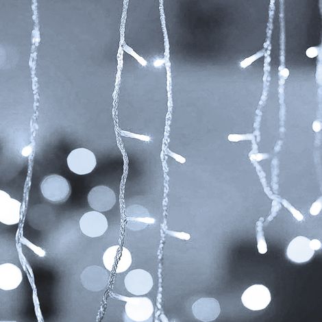 Guirlande lumineuse stalactite étanche pour décoration intérieure et extérieure de Noël, avec 8 modes d'éclairage, idéale pour terrasse, mariage, fête et décoration de sapin - 5 x 0,4 m, 96 LED blanch (1/5)