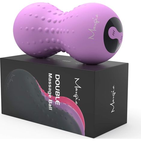 Balle de Massage Vibrante Chauffante,Double Balle Massage,Peanut Rouleau de Massage Dos,Pieds-5 Modes de Vibration Relâchement Myofascial Muscle Récupération Soulagement de la Douleur (Mauve) (1/5)