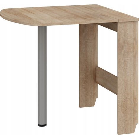 Bb-Loisir – Table à manger extensible semi-ovale pliante en chêne Sonoma 81x80cm – Panneau stratifié 16mm – Hauteur 75cm – Pour petites pièces (1/5)