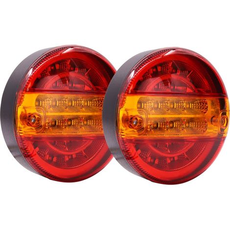 2 Stück 20 LED-Anhänger-Rückleuchten, 12 V, Hamburger-LKW-Rückleuchten, runde LED-Anhängerleuchten, Brems-Bremslicht, Blinker-Kontrollleuchte für LKW, PKW, Lieferwagen, Anhänger