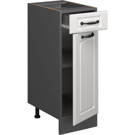 Mobiletto base per cucina R-Line, Bianco casa di campagna, 30 cm senza piano di lavoro, Vicco (1/4)