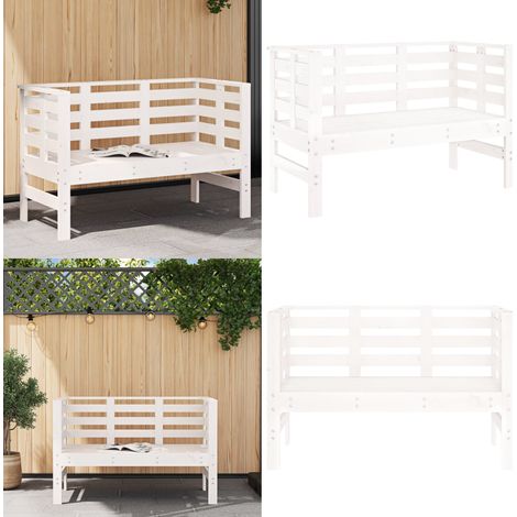 Panca da Giardino Bianca 111,5x53x71 cm Legno Massello di Pino - Panca da patio - Panca in legno
