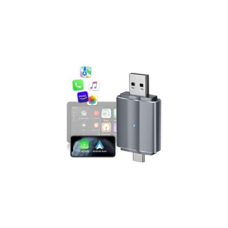Applicable Carplay sans Fil pour Android Auto Et A-Pple, 2 en 1 Carplay Auto sans Fil, Type-C/USB, Adaptateur Carplay sans Fil Compatible avec Iphone iOS 10+ Et Android 11 (1/5)