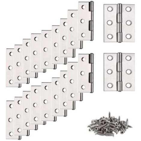 20 Pièces Charnières de Porte Pliables en Acier Inoxydable Charnières Piano Armoire avec Vis Paumelle Meuble pour Maison