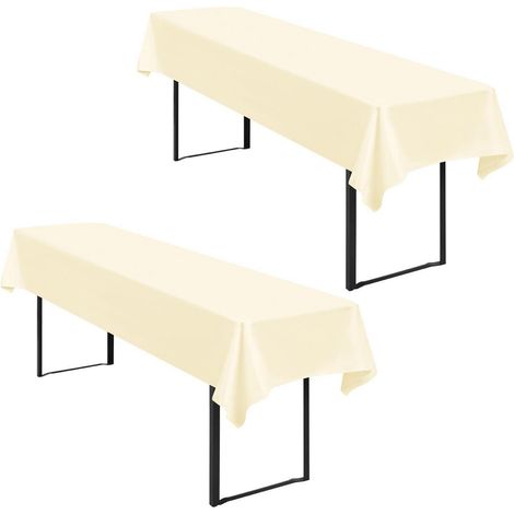2er-Pack Tischdecke Bierzeltgarnitur 100x250cm Beige, wasserdicht, Polyester