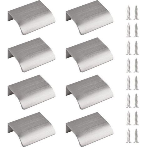 AMXCNOY Finger-Seitengriff, 8-teilig, verdeckter Griff, moderner Schubladengriff, unsichtbarer Griff aus Aluminiumlegierung, Möbelbeschlag, Schubladengriff, 50 mm / Gebürstetes Nickel (1/4)