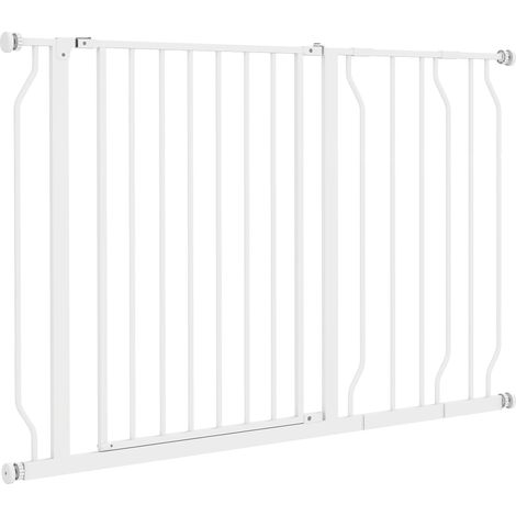 Cancello di sicurezza regolabile per animali 75-115 x 76 cm doppia chiusura apertura in 2 direzioni stile pulito in acciaio bianco 210007423