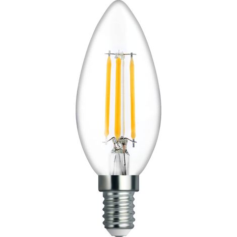 Ampoule Led - Ampoule gros culot à vis - Ampoule led Baillonnette - Ampoule Flamm e - Equivalent ampoule halogène - Ampoule Led C35 E14 2700K 3 Watts Filament Vert Transparent 2700-600476 (1/5)