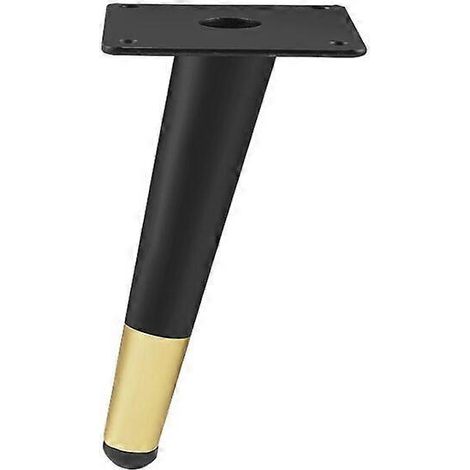 Pieds de meubles en fer forgé, design fuselé, grande capacité de charge, adaptés aux canapés, armoires, tables basses, lot de 4, noir et or, hauteur 12 cm. (1/5)