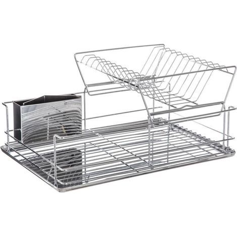 5Five Simply Smart – Panier égouttoir d'évier en acier inoxydable 2 niveaux – Dimensions L. 47 x l. 32 x H. 24 cm – Capacité 10 assiettes et 12 mugs (1/5)