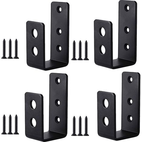 Juego de 4 soportes de barra de acero en forma de U para reforzar puertas de seguridad, graneros y cobertizos.