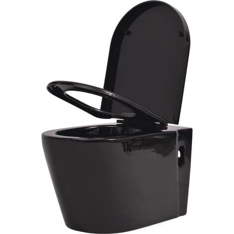 Copriwater bagno in ceramica a parete vaso sospeso nero 020003573