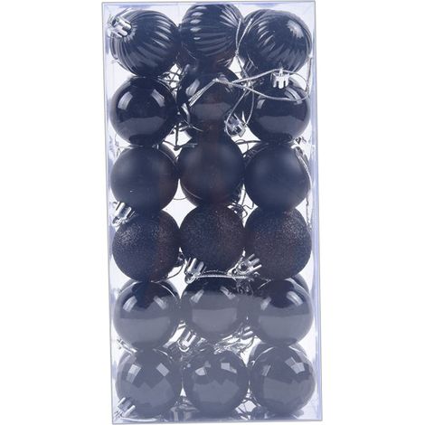 Boule De Noël - 36 Pièces - En Plastique - Diamètre 40 Mm - Noir - Pour Arbre De Noël (1/5)