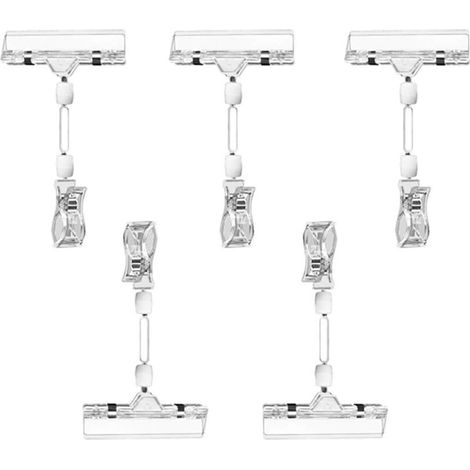 SHINING HOUSE Cliphalter 5 Stück, Kunststoff-Etikettenhalter zum Platzieren, transparenter Preishalter, drehbarer Preishalter, Tischkartenhalter, Klemme 16 8 cm, Familien-Memo-Clip, Beschriftungsclip (1/3)