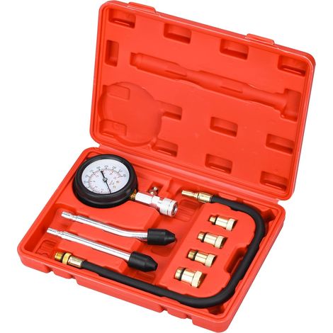 Testeur de compression : kit de testeur de compression, jauge de compression à essence, manomètre outil pour tester moto, moteur hors-bord, motoneige de voiture à essence moteur à gaz (1/5)