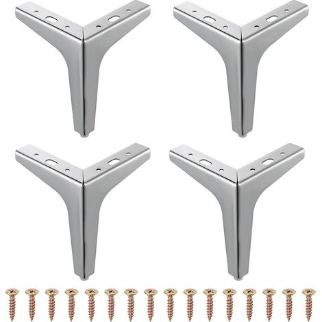 Lot de 4 pieds de meubles triangulaires modernes en métal avec diamant pour armoire, placard, canapé, chaise, ottoman (17 cm) (1/5)